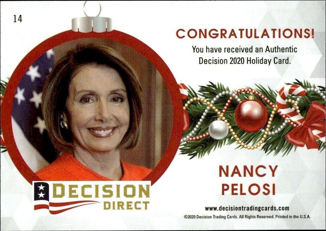 2020 Leaf Decision Direct Holiday Nancy Pelosi #14 political trading card back