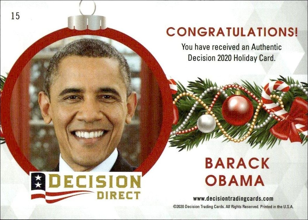 2020 Leaf Decision Direct Holiday Barack Obama #15 political trading card back