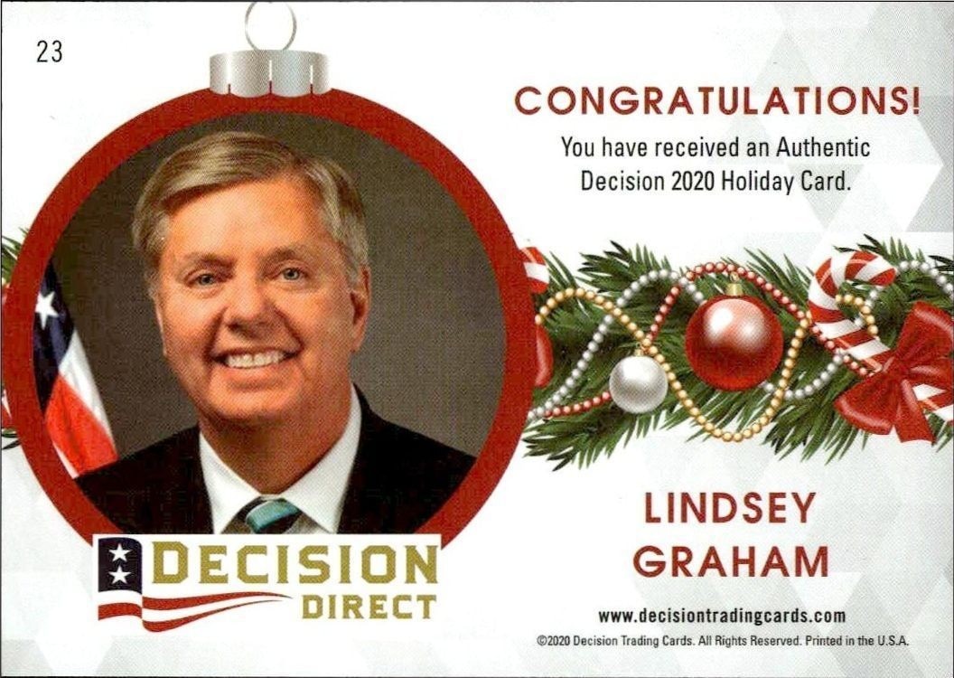 2020 Leaf Decision Direct Holiday Lindsey Graham #23 political trading card back