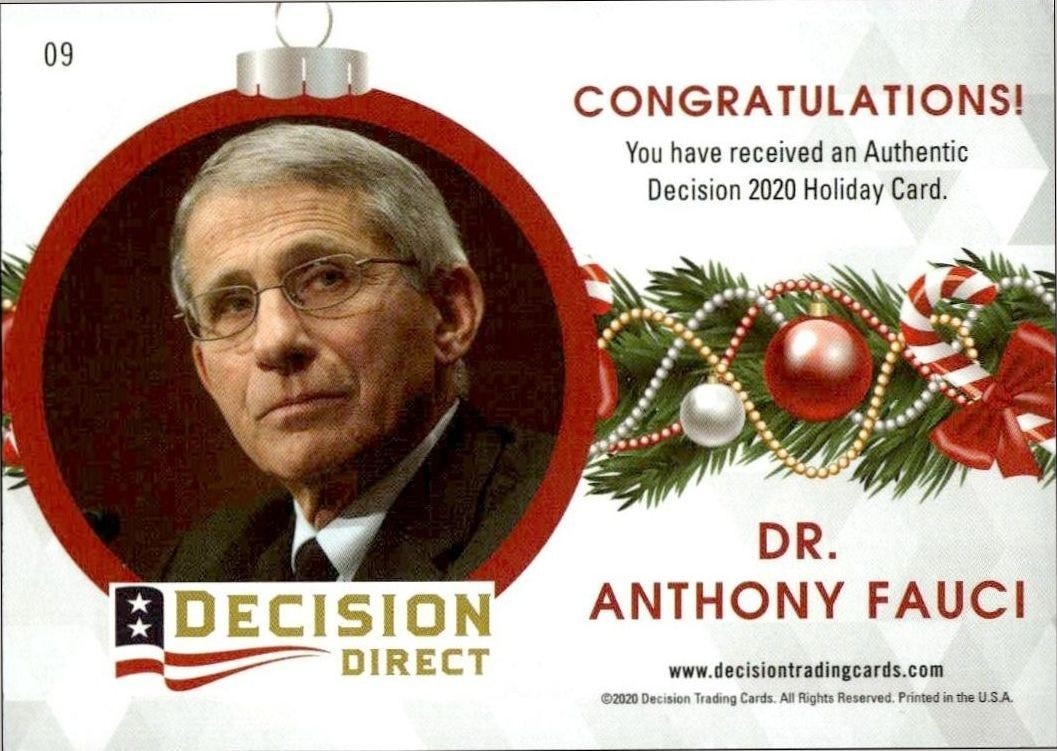 2020 Leaf Decision Direct Holiday Dr. Anthony Fauci #9 political trading card back
