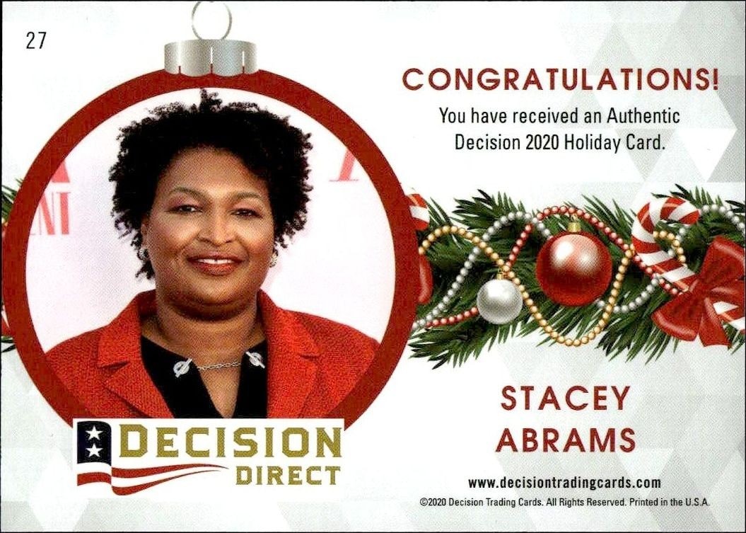 2020 Leaf Decision Direct Holiday Stacey Abrams #27 political trading card back