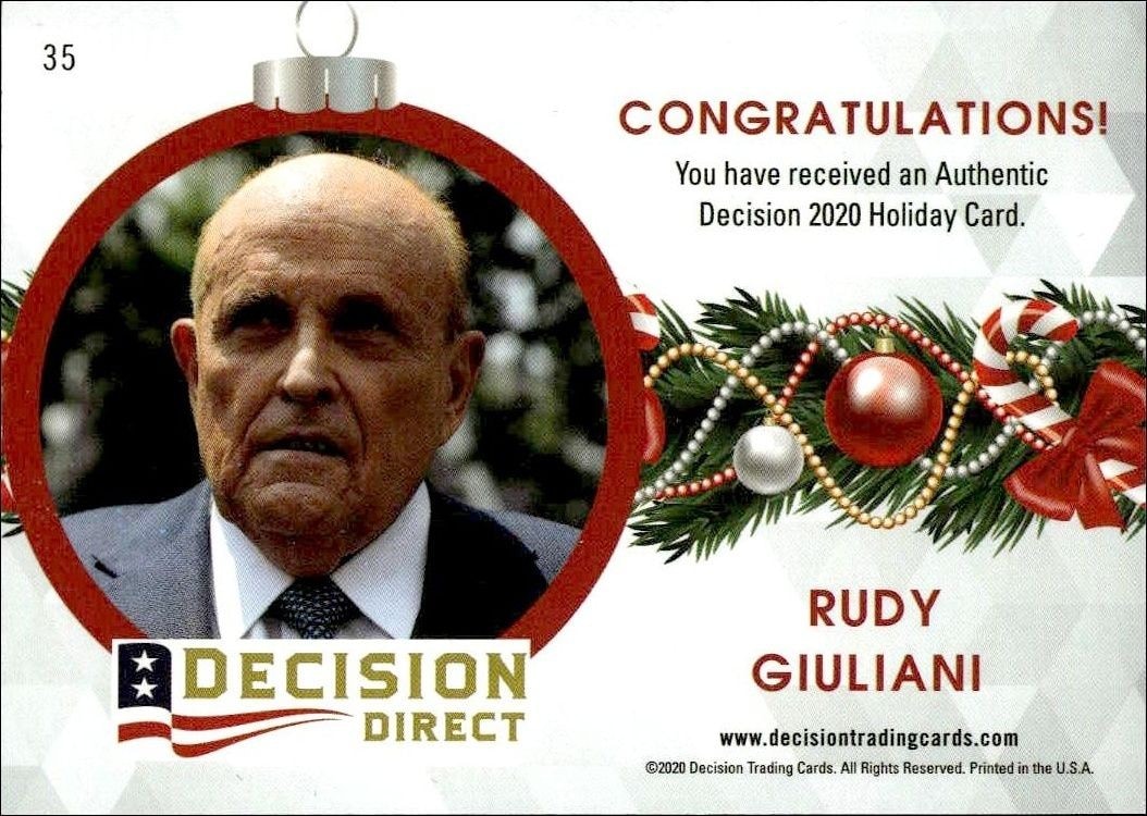 2020 Leaf Decision Direct Holiday Rudy Giuliani #35 political trading card back