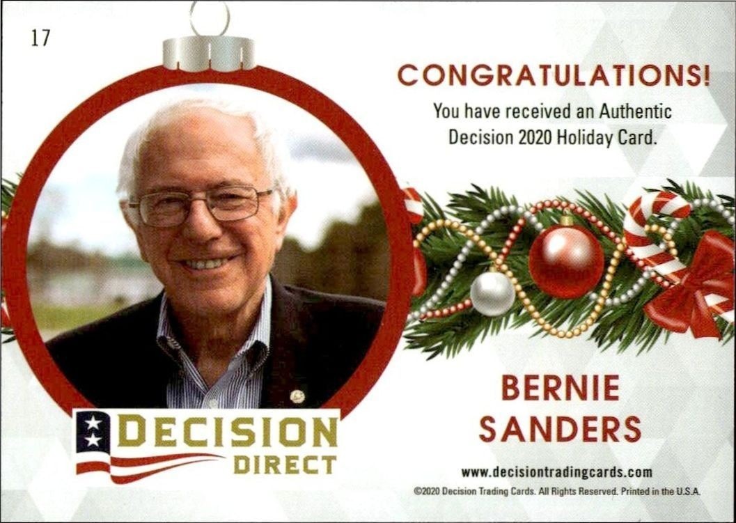 2020 Leaf Decision Direct Holiday Bernie Sanders #17 political trading card back