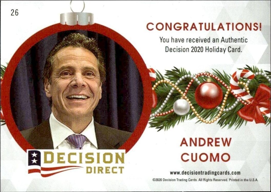 2020 Leaf Decision Direct Holiday Andrew Cuomo #26 political trading card back