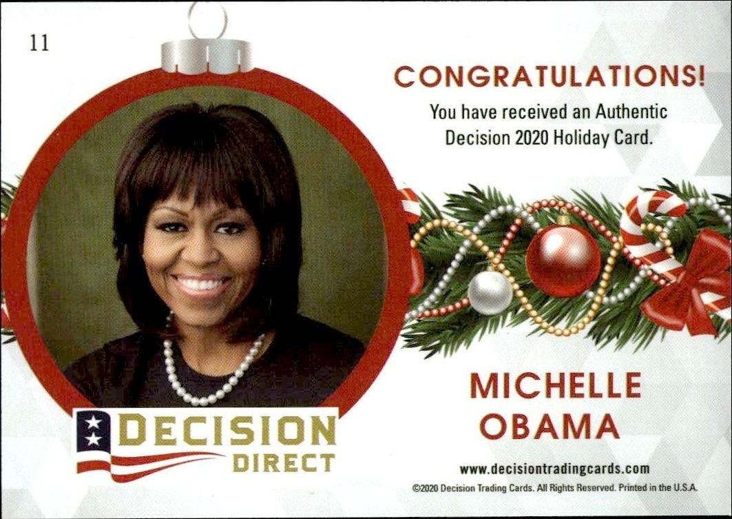 2020 Leaf Decision Direct Holiday Michelle Obama #11 political trading card back