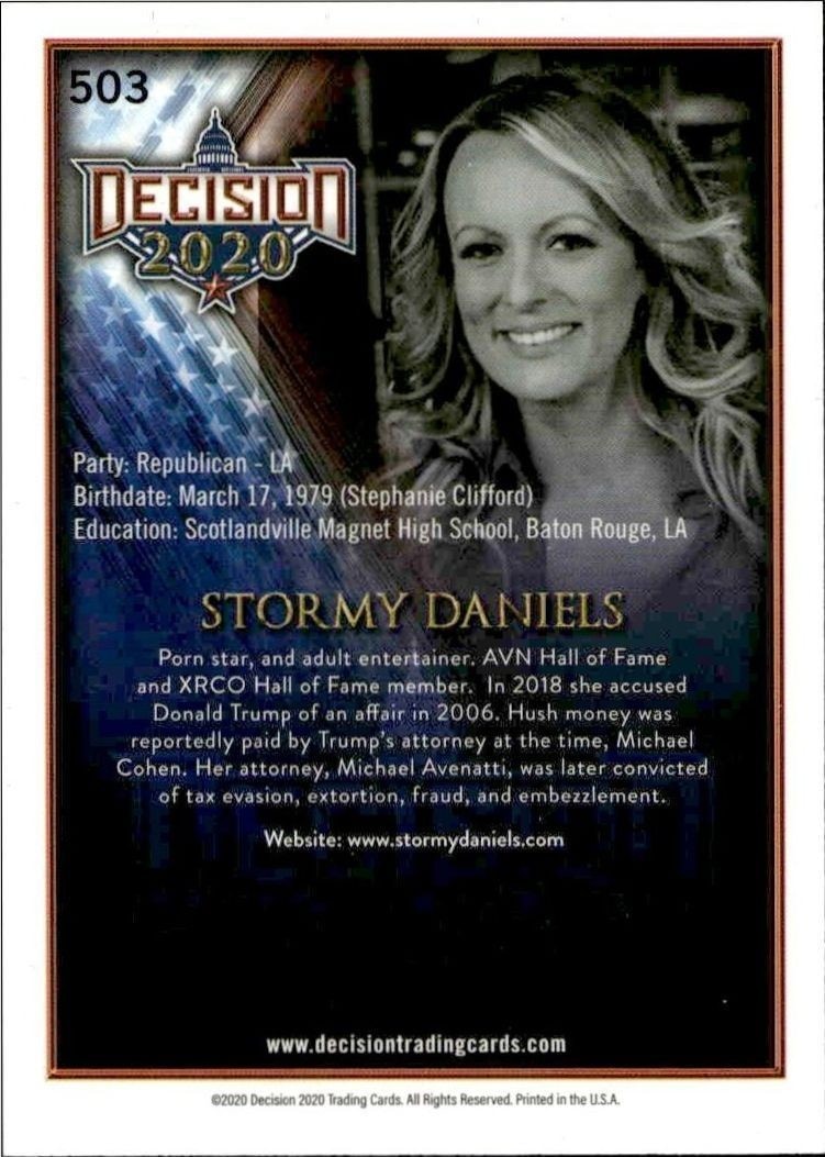 2020 Leaf Decision Series 2 Stormy Daniels #503 political trading card back