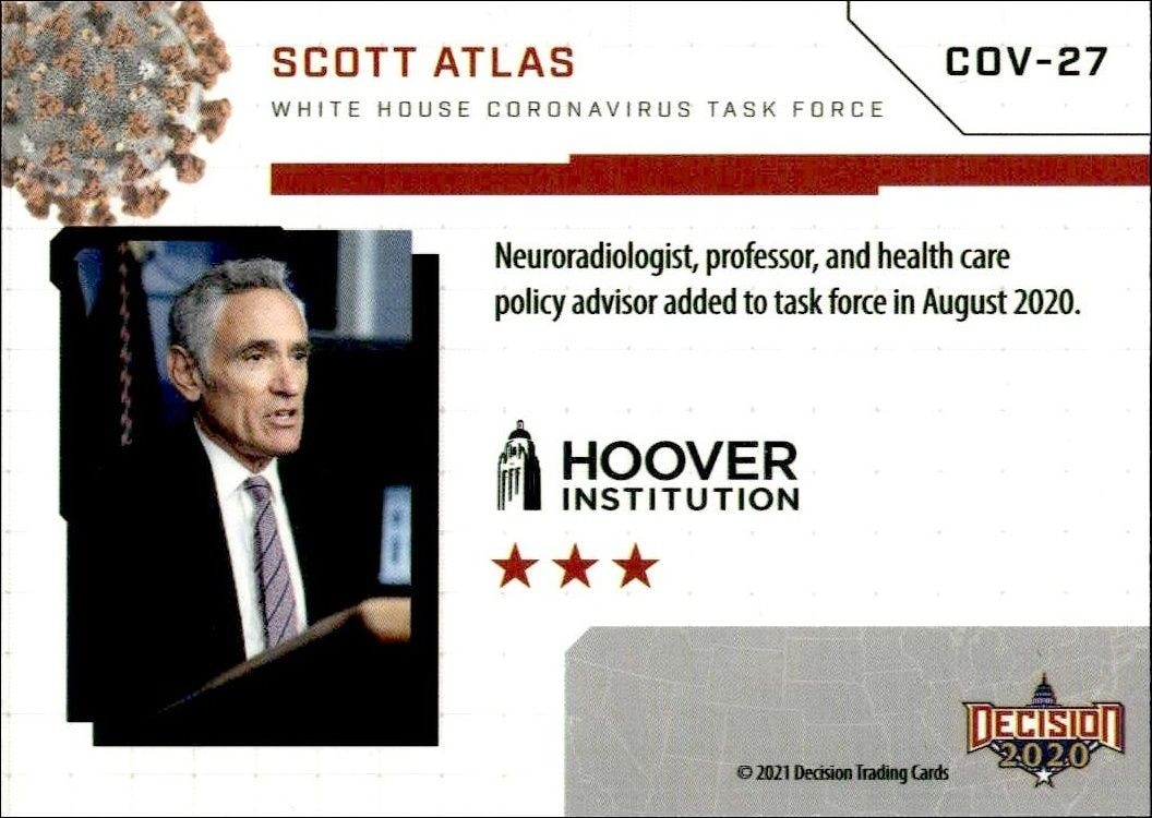 2021 Leaf Decision Scott Atlas #COV-27 political trading card back