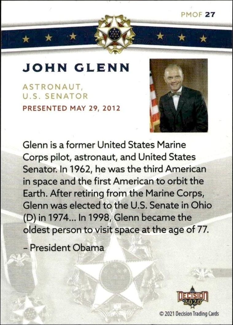 2021 Leaf John Glenn #PMOF 27 political trading card back