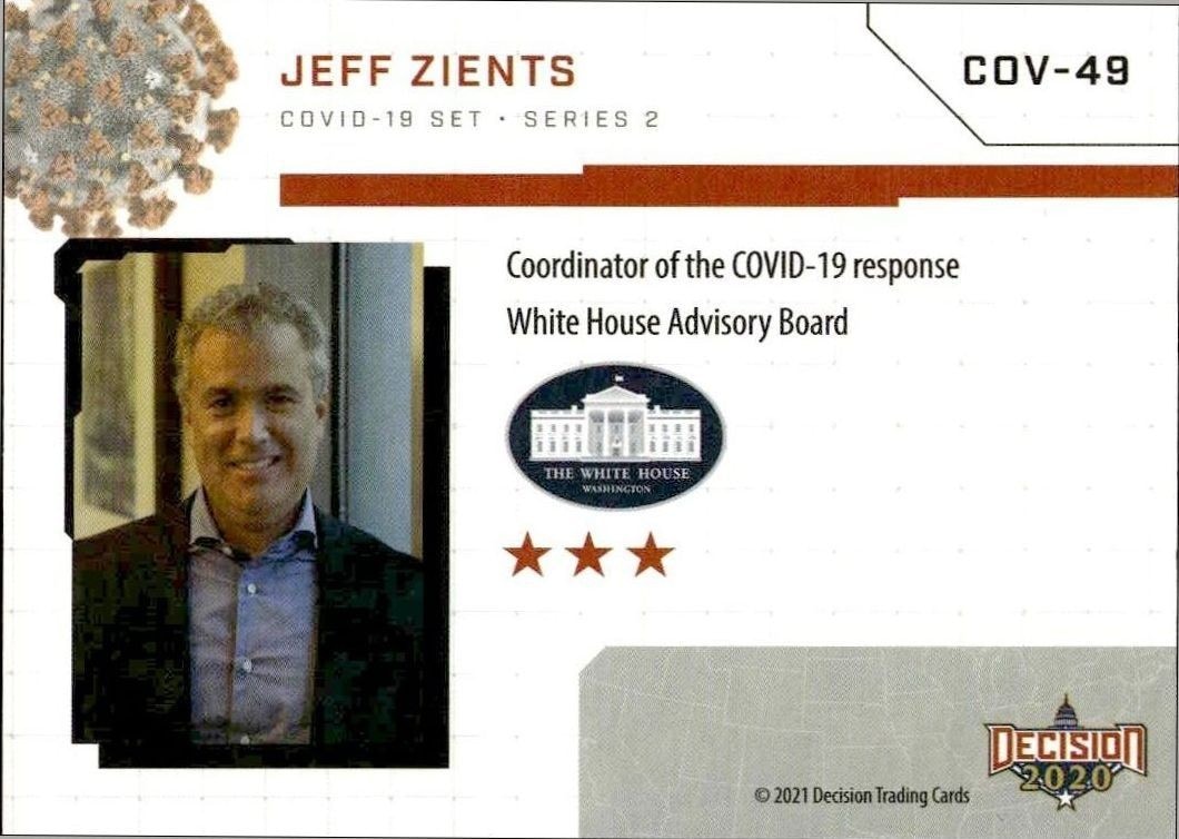 2021 Leaf Decision Series 2 Jeff Zients #COV-49 political trading card back