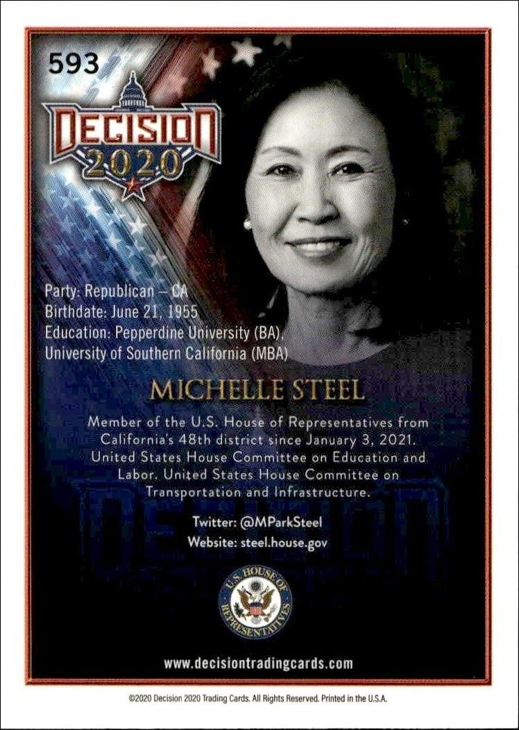 2021 Leaf Decision Series 2 Michelle Park Steel #593 political trading card back