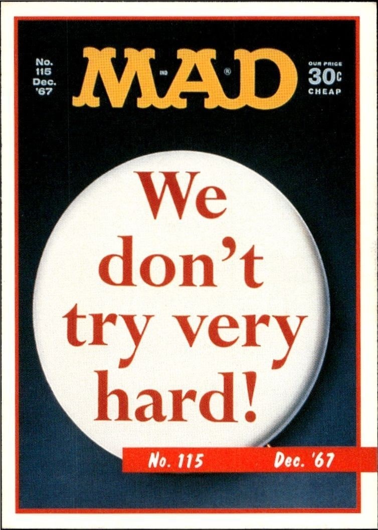 1992 Lime Rock Mad Magazine Mad No. 115 (Dec. '67) #115 entertainment trading card front