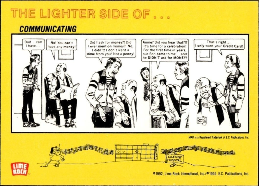 1992 Lime Rock Mad Magazine Mad No. 134 (April '70) #134 entertainment trading card back