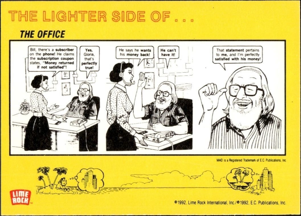1992 Lime Rock Mad Magazine Mad No. 37 (January '58) #37 entertainment trading card back