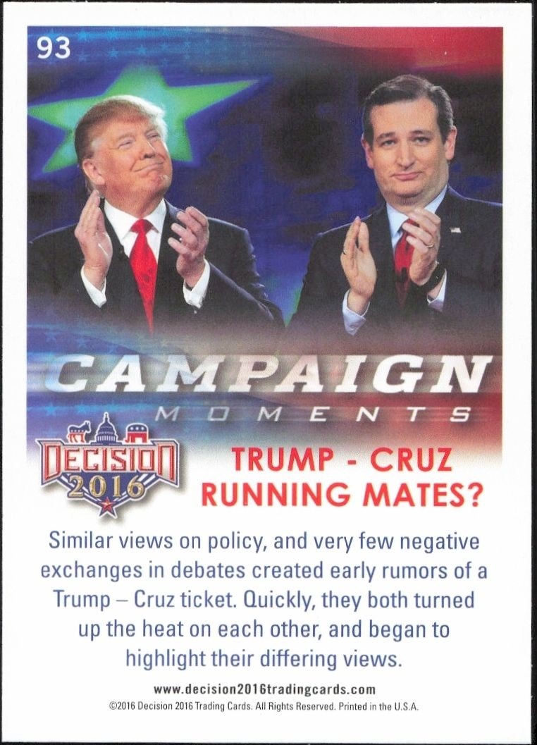 2016 Leaf Decision Donald Trump #93 political trading card back