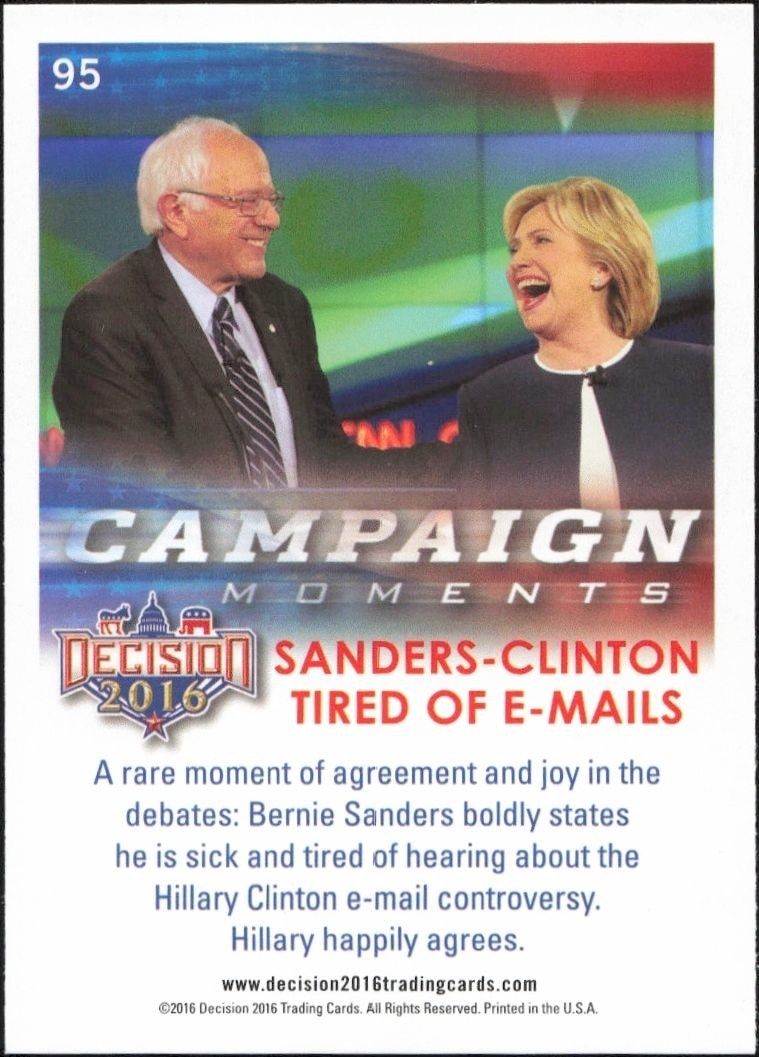 2016 Leaf Decision Bernie Sanders #95 political trading card back