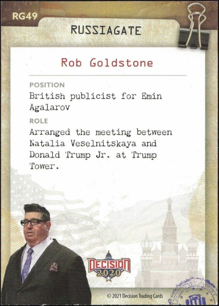 2020 Leaf Decision Series 2 Rob Goldstone #RG49 political trading card back