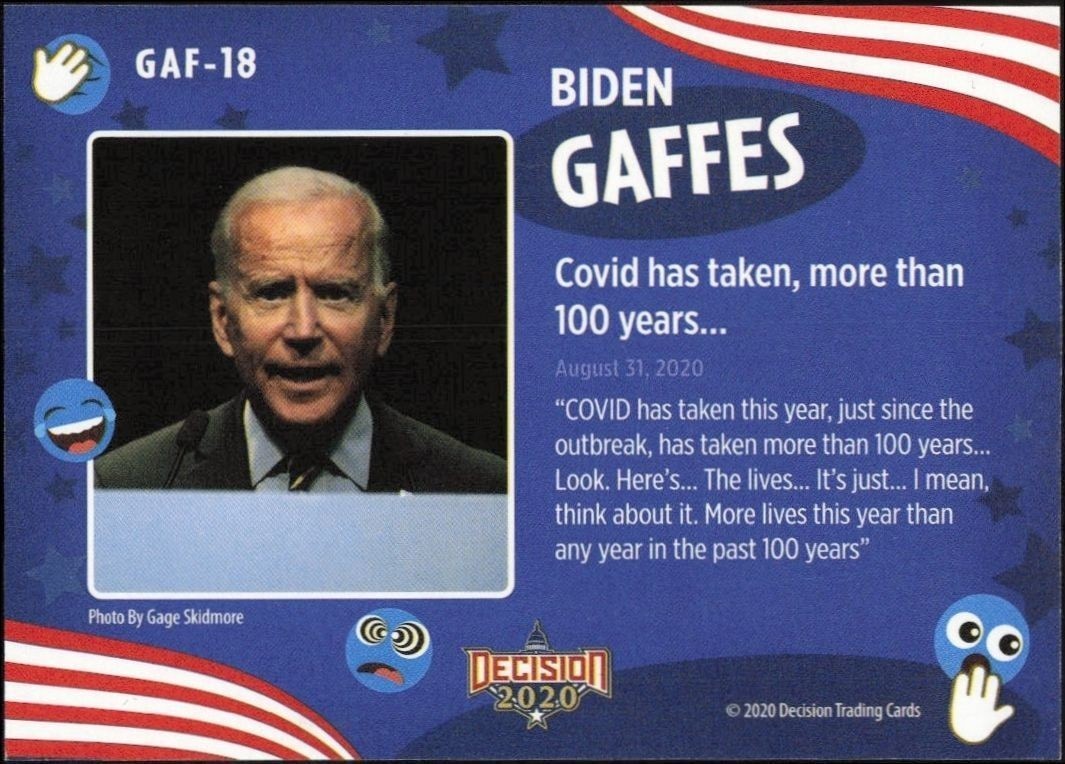 2020 Leaf Decision Series 2 Joe Biden #GAF-18 political trading card back