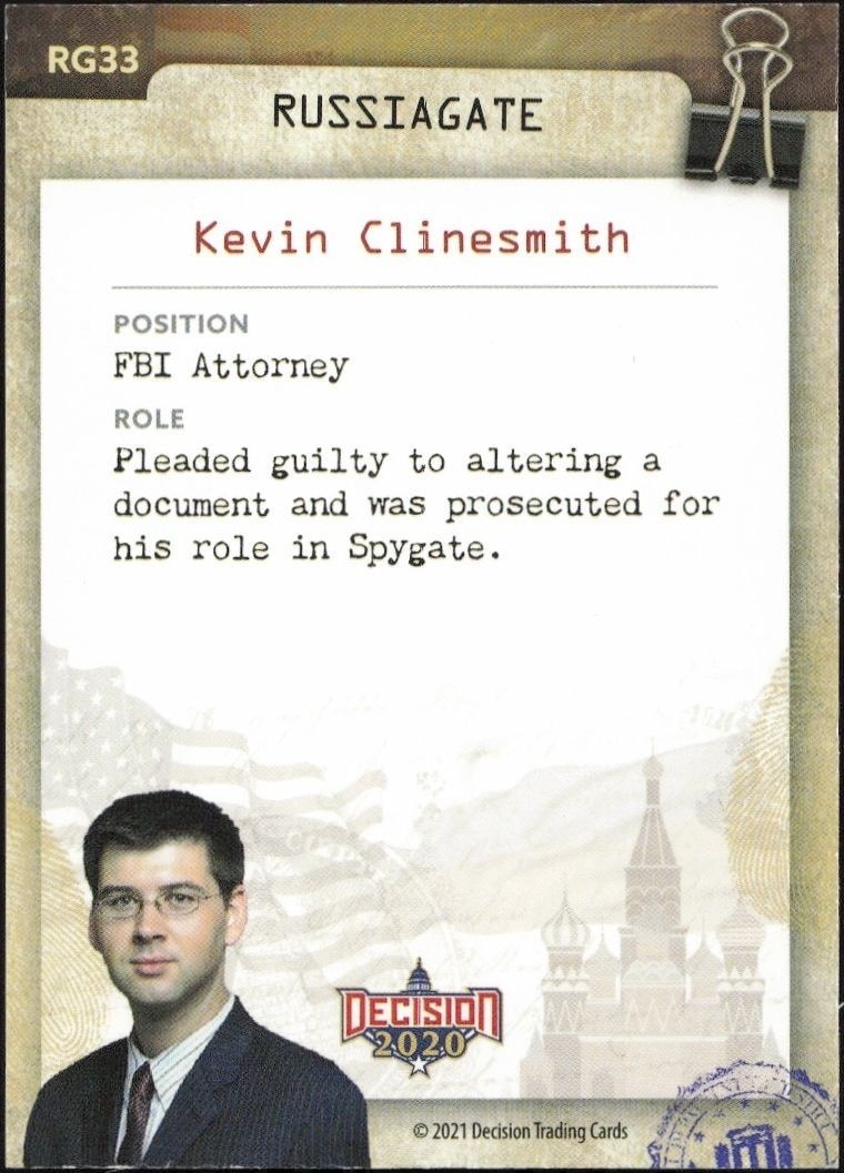 2020 Leaf Decision Series 2 Kevin Clinesmith #RG33 political trading card back