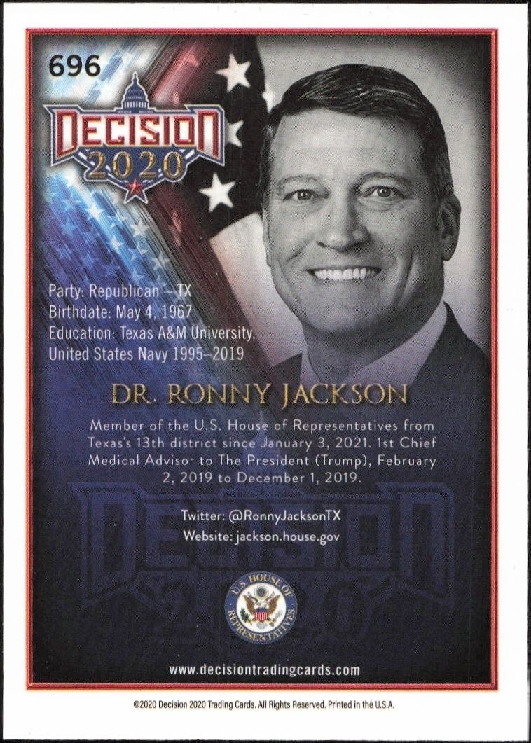 2020 Leaf Decision Series 2 Ronny Jackson #696 political trading card back