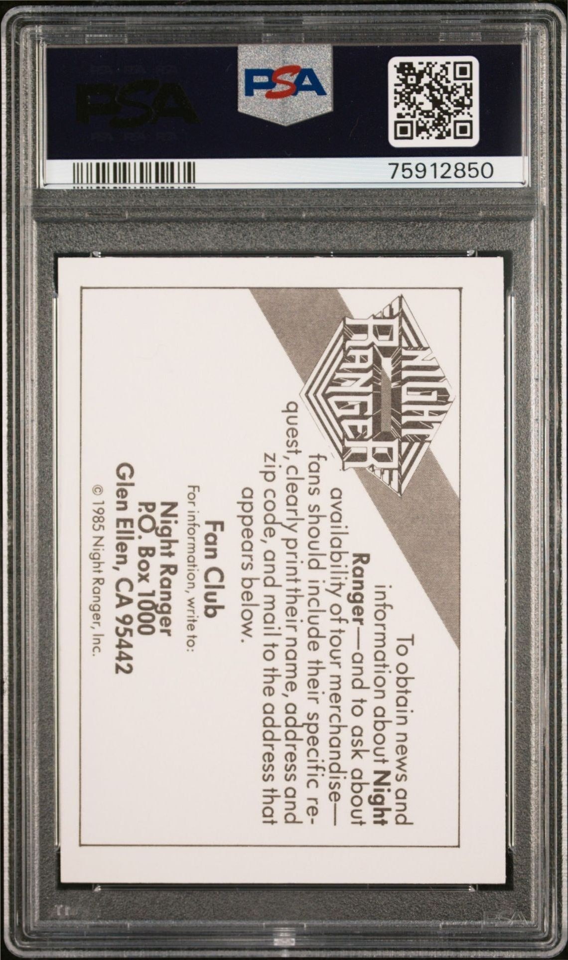 1985 Wonder Bread Rock Stars Night Ranger music trading card back