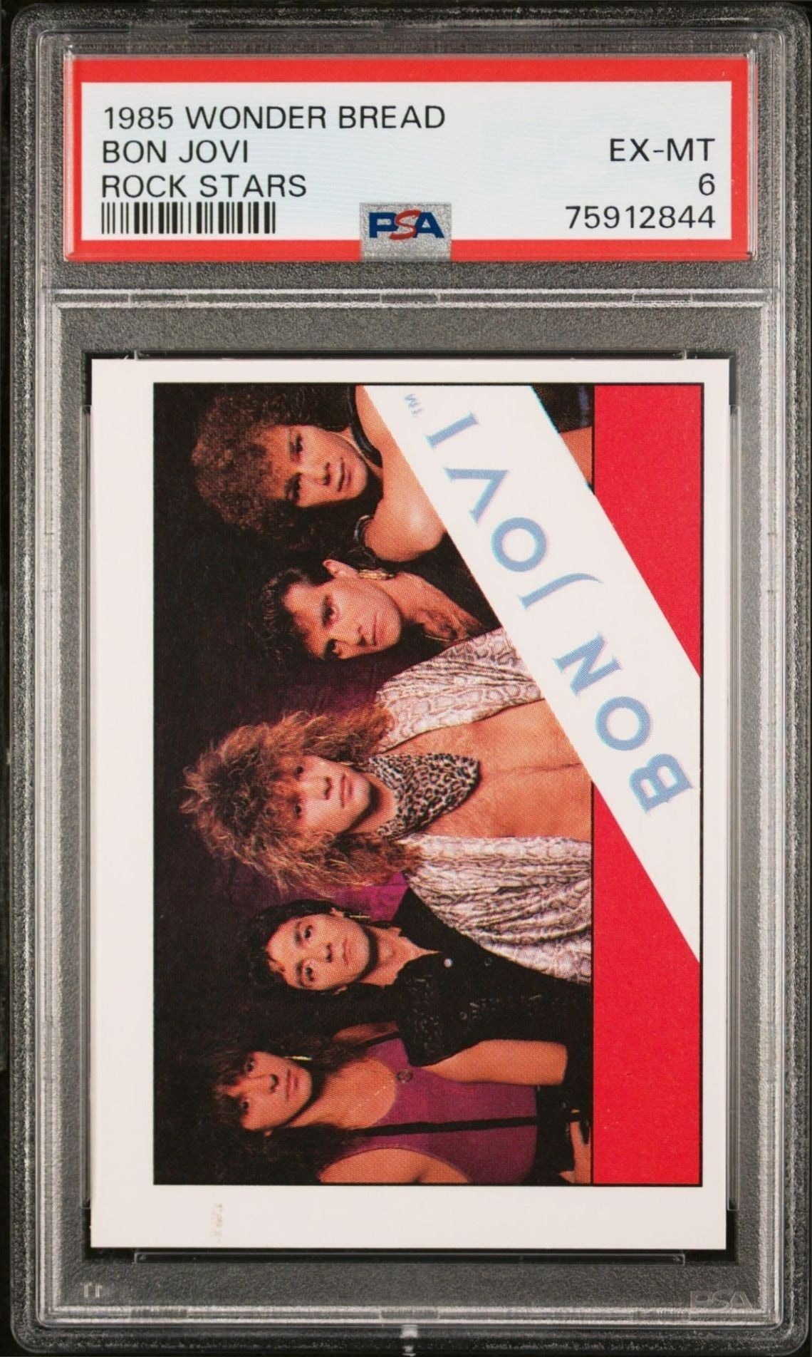 1985 Wonder Bread Rock Stars Bon Jovi music trading card front