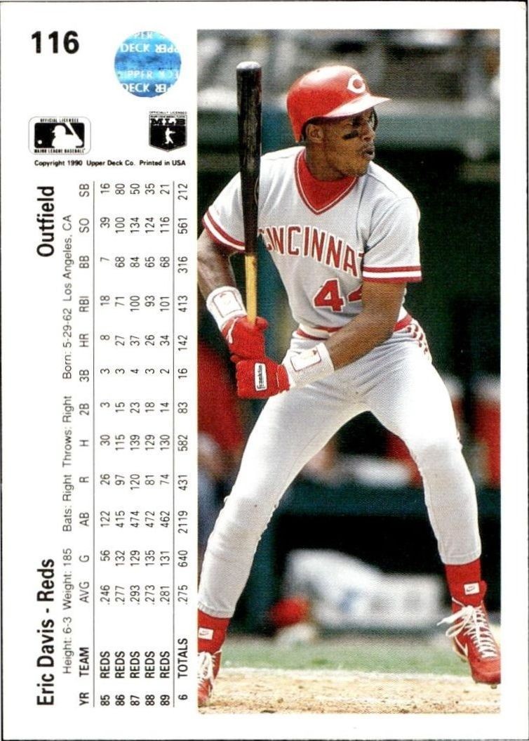 1990 Upper Deck Eric Davis #116 baseball trading card back