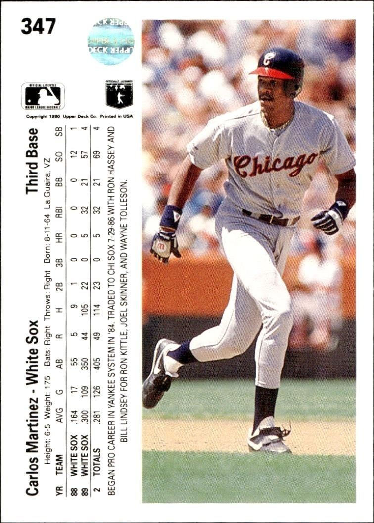 1990 Upper Deck Carlos Martinez #347 baseball trading card back