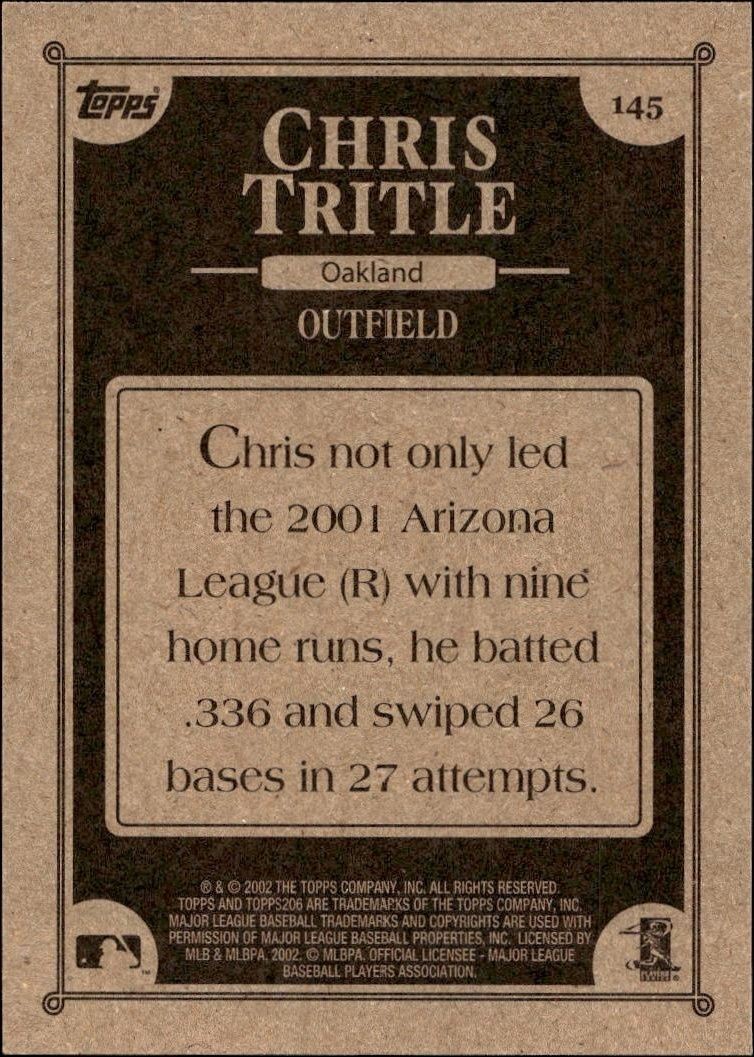 2002 Topps 206 Chris Tritle #145 baseball trading card back