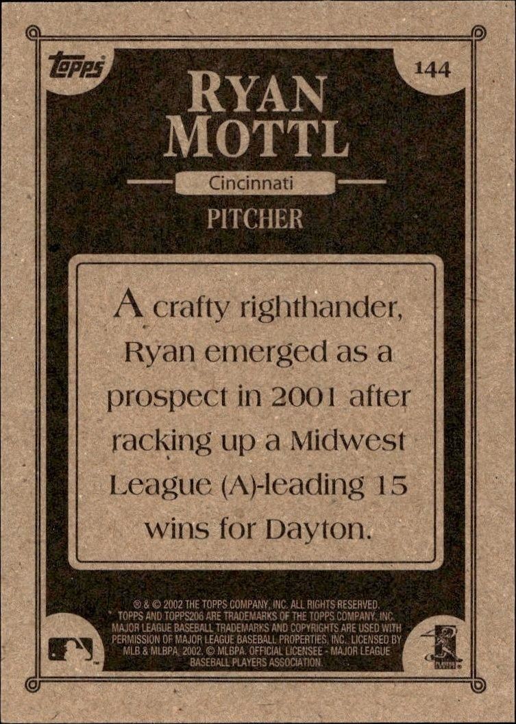 2002 Topps 206 Ryan Mottl #144 baseball trading card back
