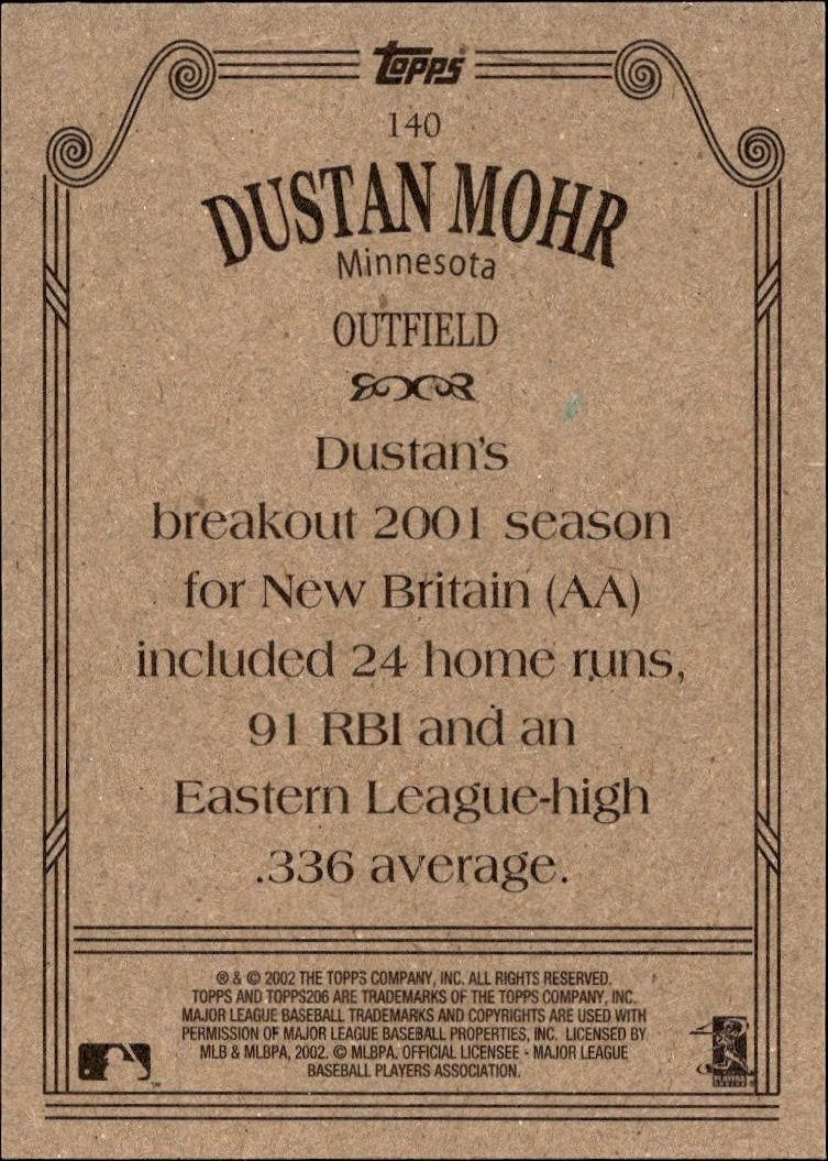 2002 Topps 206 Dustan Mohr #140 baseball trading card back