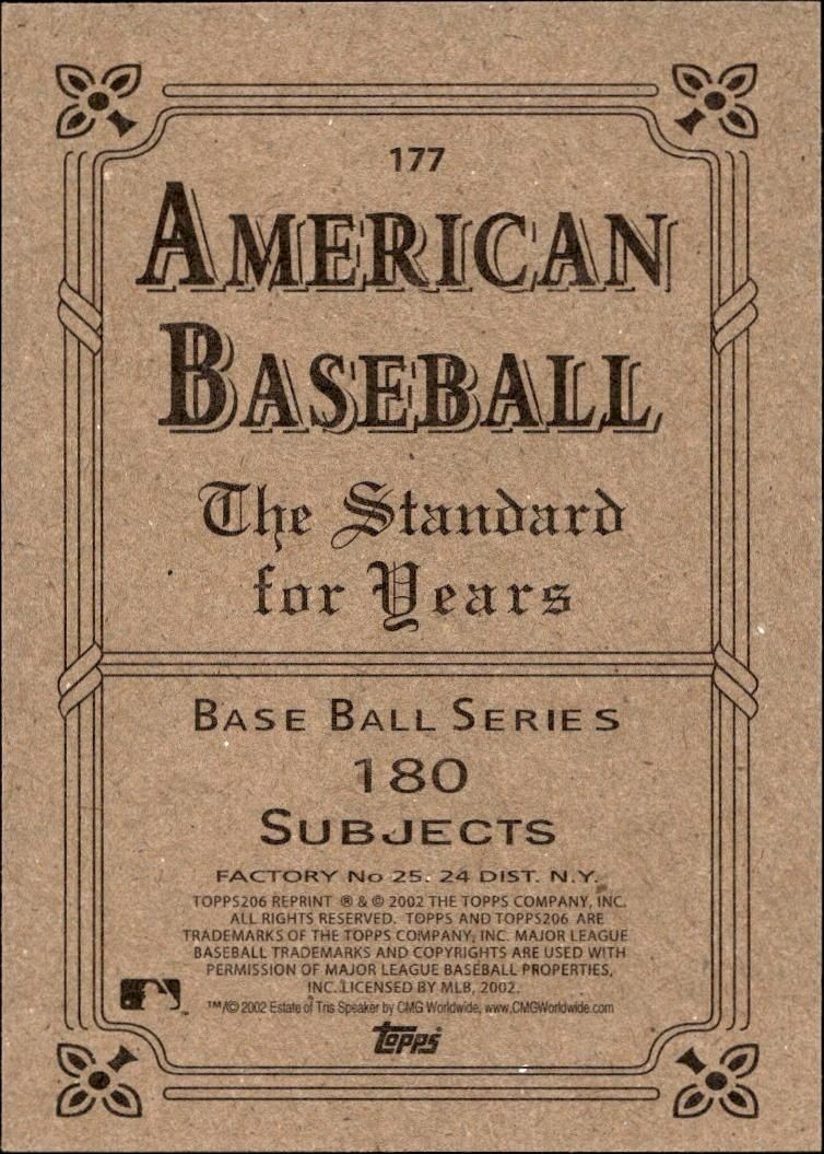 2002 Topps 206 Tris Speaker #177 baseball trading card back