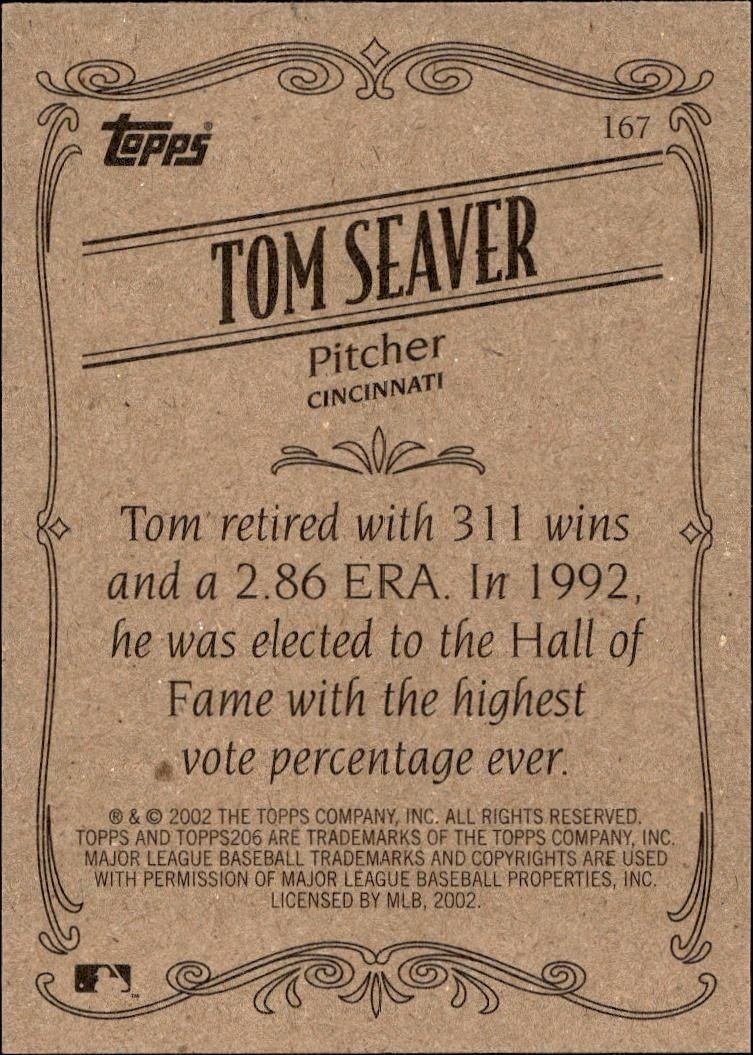 2002 Topps 206 Tom Seaver #167 baseball trading card back