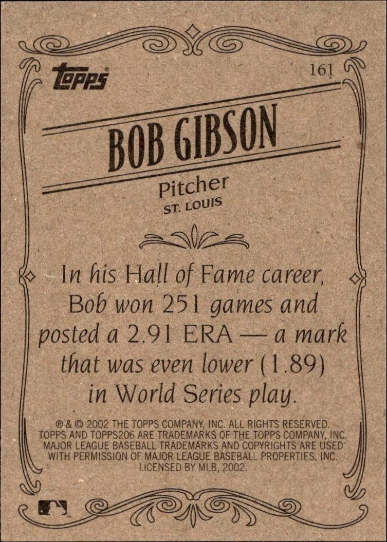 2002 Topps 206 Bob Gibson #161 baseball trading card back