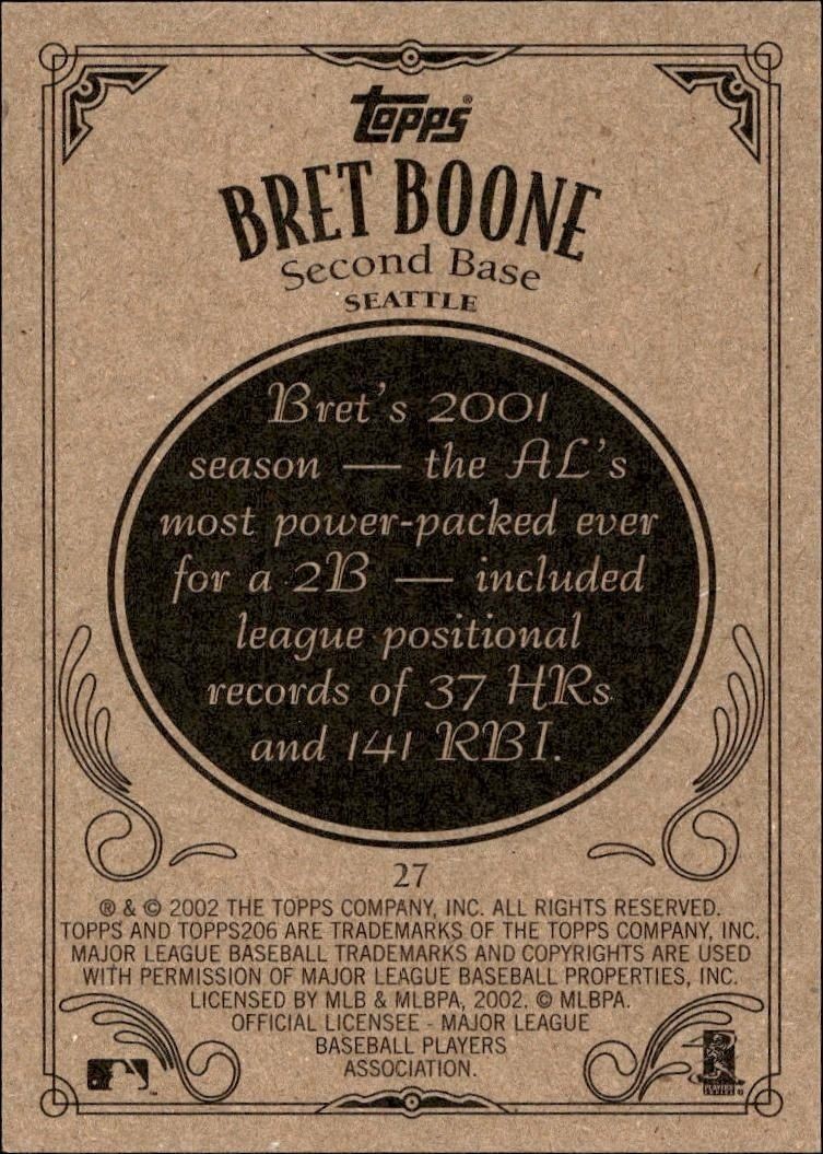 2002 Topps 206 Bret Boone #27 baseball trading card back