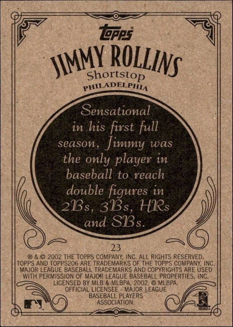 2002 Topps 206 Jimmy Rollins #23 baseball trading card back