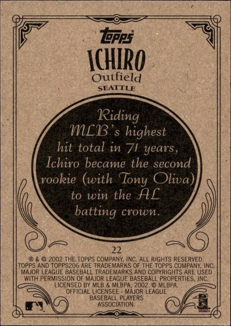 2002 Topps 206 Ichiro Suzuki #22 baseball trading card back