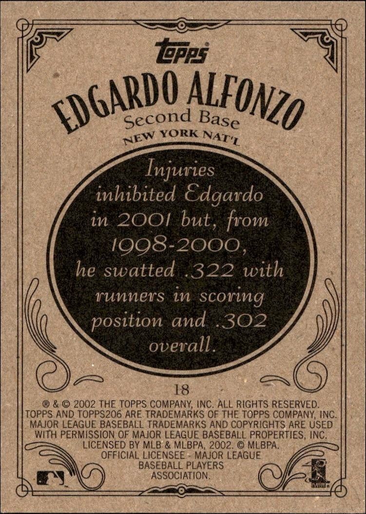 2002 Topps 206 Edgardo Alfonzo #18 baseball trading card back