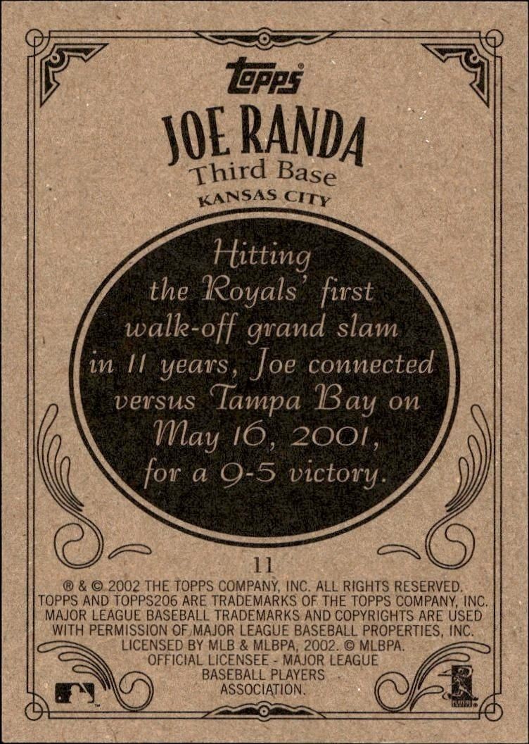 2002 Topps 206 Joe Randa #11 baseball trading card back