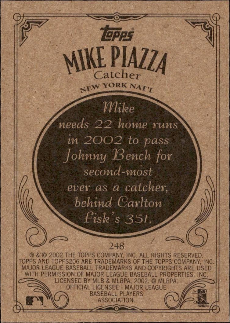 2002 Topps 206 Mike Piazza #248 baseball trading card back