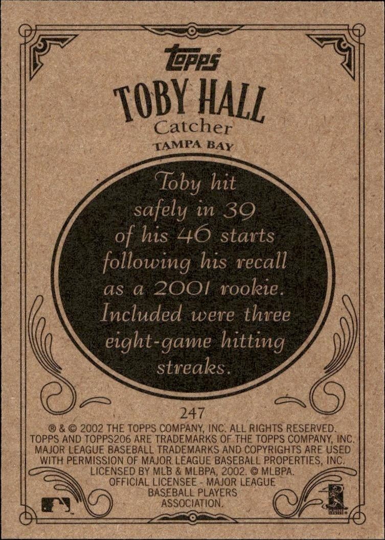2002 Topps 206 Toby Hall #247 baseball trading card back