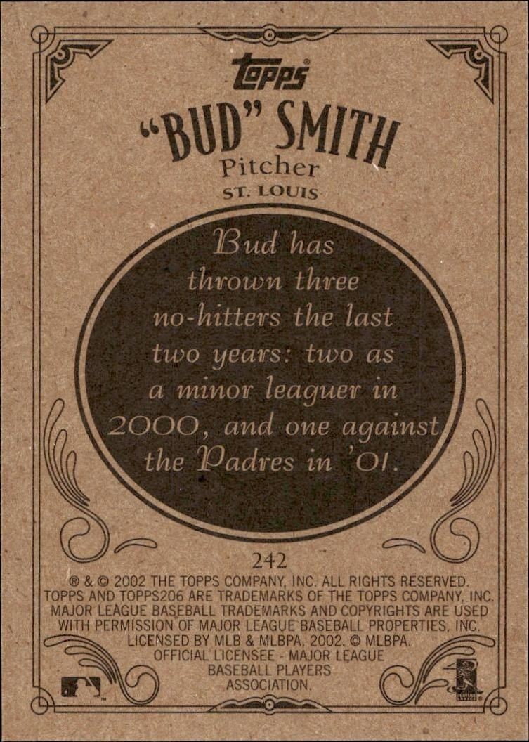 2002 Topps 206 Bud Smith #242 baseball trading card back