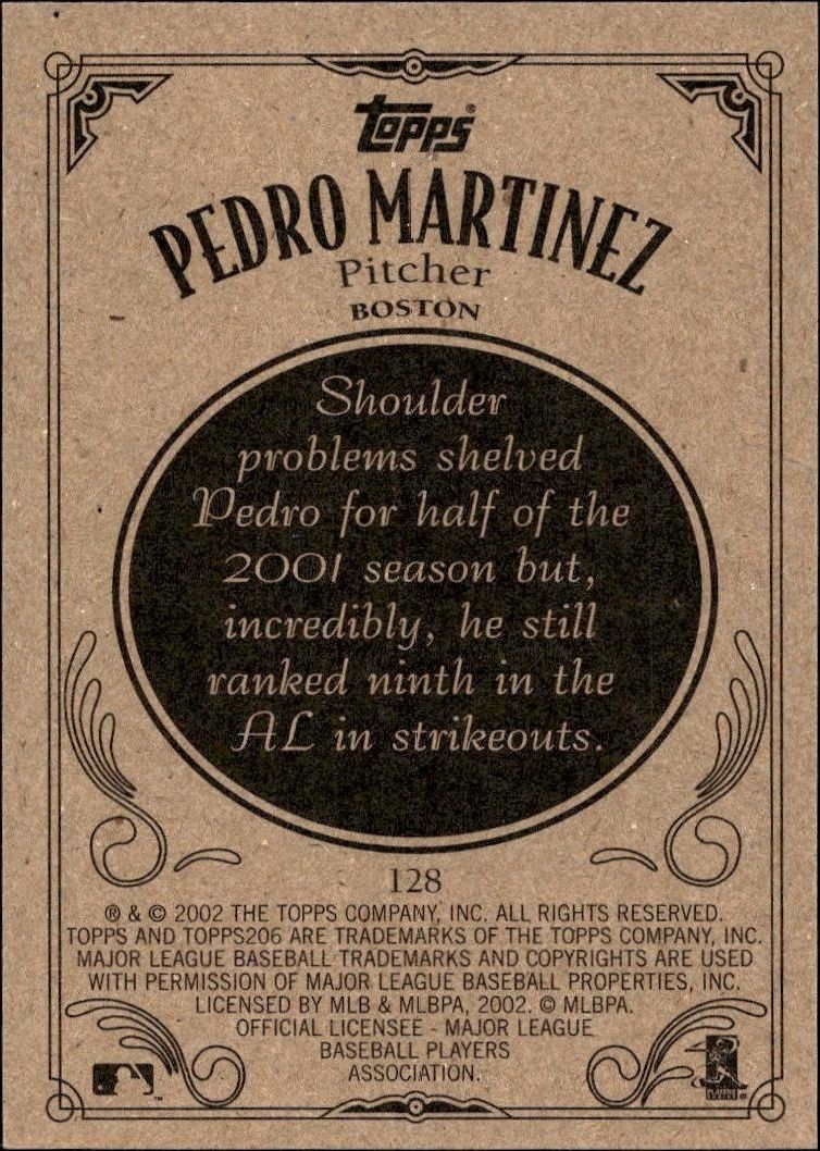 2002 Topps 206 Pedro Martinez #128 baseball trading card back