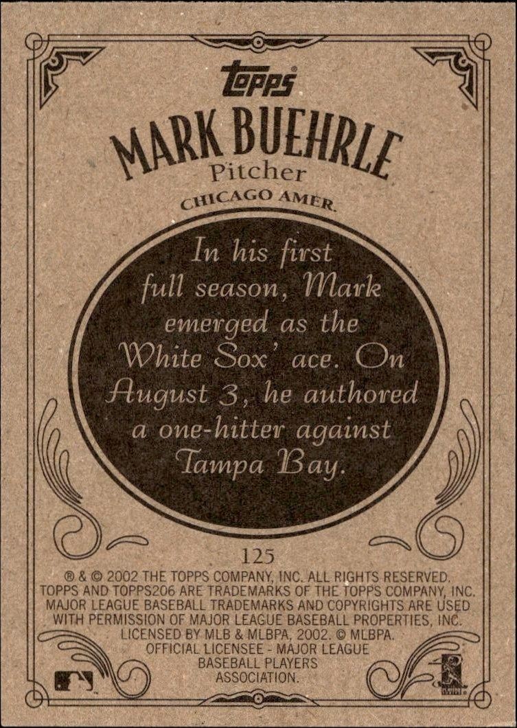 2002 Topps 206 Mark Buehrle #125 baseball trading card back