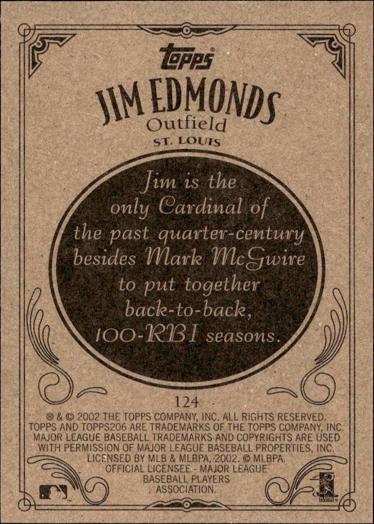 2002 Topps 206 Jim Edmonds #124 baseball trading card back