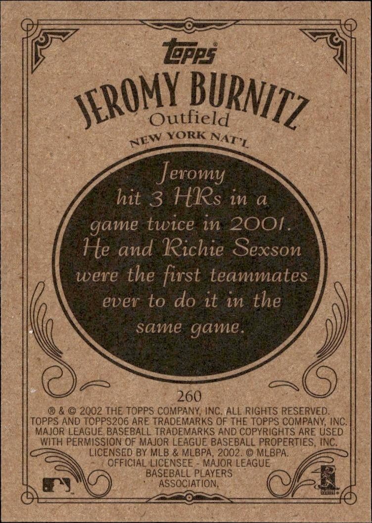 2002 Topps 206 Jeromy Burnitz #260 baseball trading card back