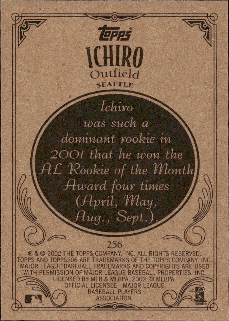 2002 Topps 206 Ichiro Suzuki #256 baseball trading card back
