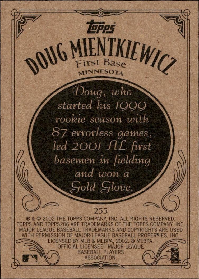 2002 Topps 206 Doug Mientkiewicz #255 baseball trading card back