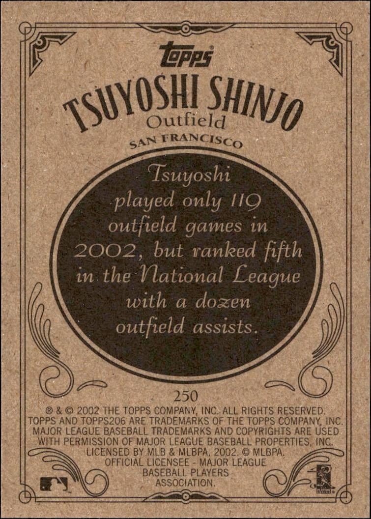 2002 Topps 206 Tsuyoshi Shinjo #250 baseball trading card back