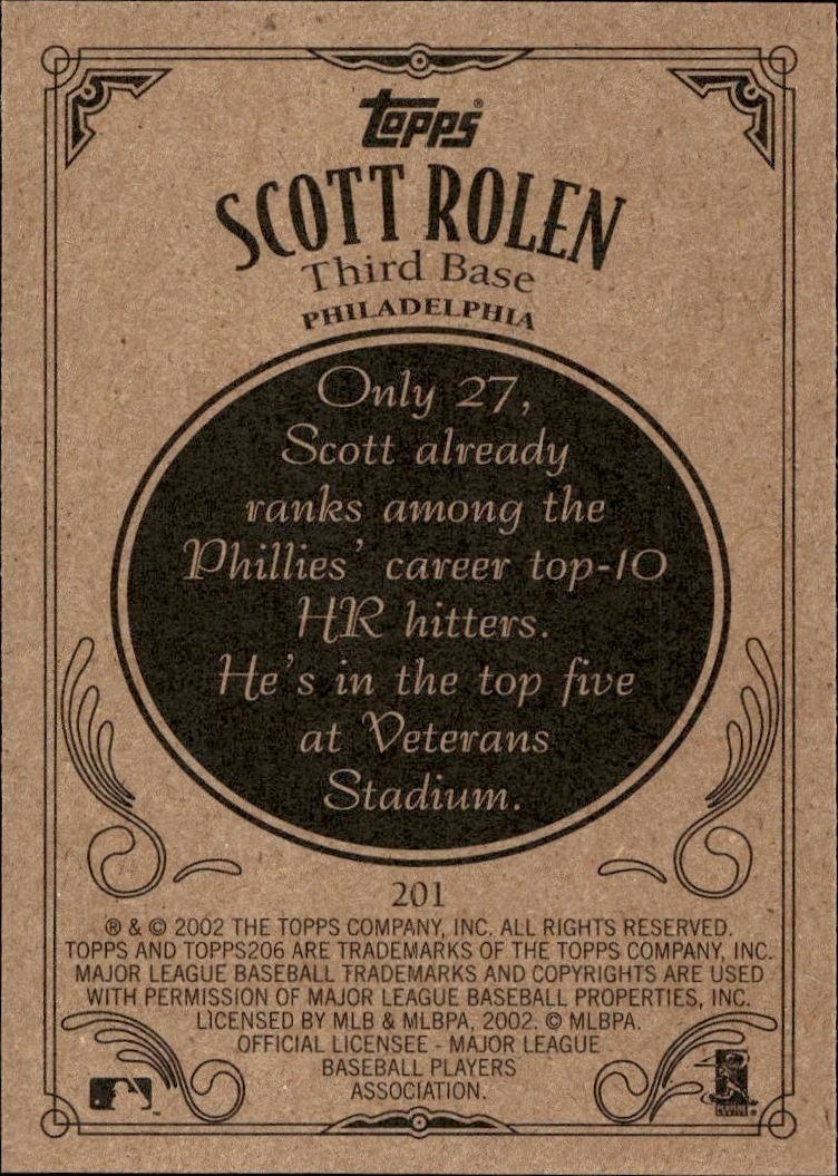 2002 Topps 206 Scott Rolen #201 baseball trading card back