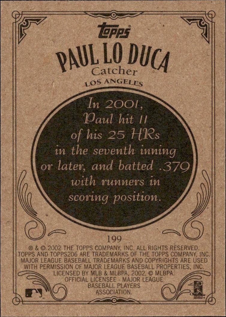 2002 Topps 206 Paul Lo Duca #199 baseball trading card back